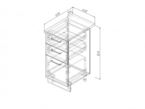 Н3Я 40 Модуль нижний Без Столешницы 3 ящика МН3Я 40 в Асбесте - asbest.magazin-mebel74.ru | фото