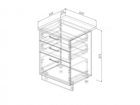 Н3Я 60 Модуль нижний Без Столешницы 3 ящика МН3Я 60 в Асбесте - asbest.magazin-mebel74.ru | фото